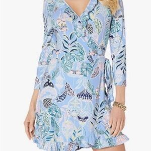 Lilly Pulitzer Dress Jessalynne Wrap Romper Blue Peri Lapis Lanterns Medium